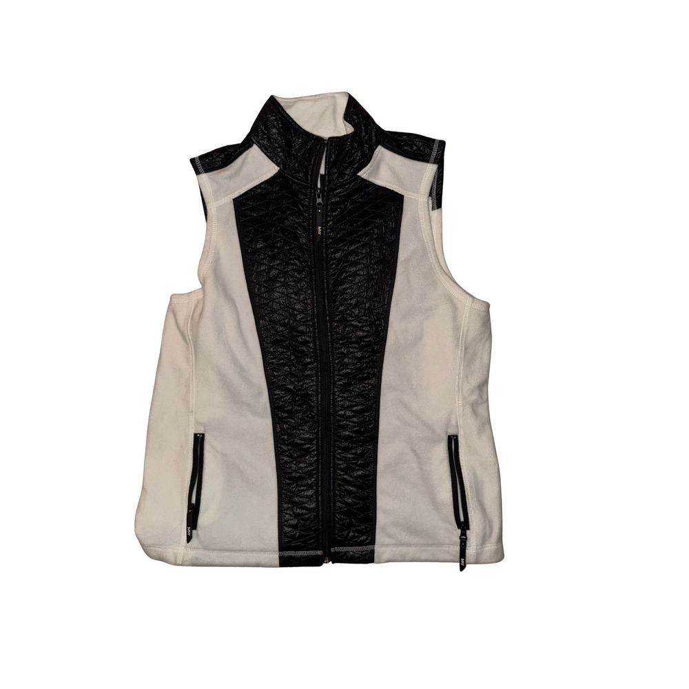 MNY Marc New York Performance Vest Womens XL White Black Full Zip Athletic